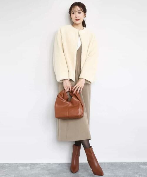 MK MICHEL KLEIN / エムケーミッシェルクラン その他アウター | ノーカラーボアブルゾン/洗える | 詳細11