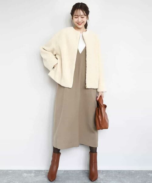 MK MICHEL KLEIN / エムケーミッシェルクラン その他アウター | ノーカラーボアブルゾン/洗える | 詳細12