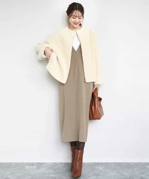 MK MICHEL KLEIN / エムケーミッシェルクラン その他アウター | ノーカラーボアブルゾン/洗える | 詳細13