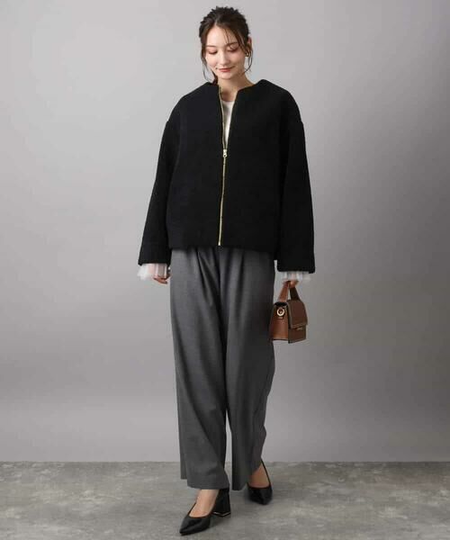 MK MICHEL KLEIN / エムケーミッシェルクラン その他アウター | ノーカラーボアブルゾン/洗える | 詳細3