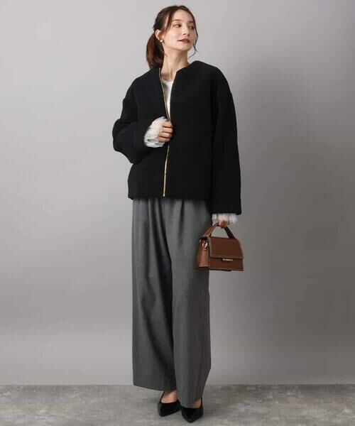 MK MICHEL KLEIN / エムケーミッシェルクラン その他アウター | ノーカラーボアブルゾン/洗える | 詳細4