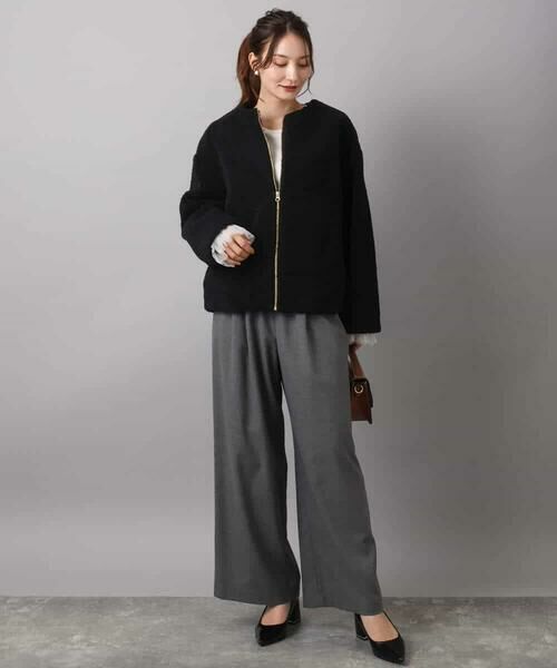 MK MICHEL KLEIN / エムケーミッシェルクラン その他アウター | ノーカラーボアブルゾン/洗える | 詳細5