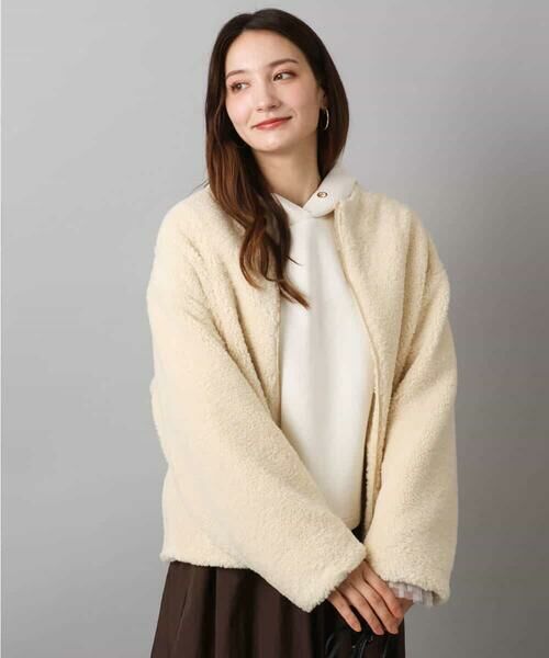 MK MICHEL KLEIN / エムケーミッシェルクラン その他アウター | ノーカラーボアブルゾン/洗える | 詳細6