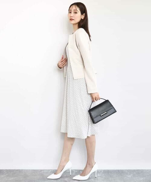 MK MICHEL KLEIN / エムケーミッシェルクラン ロング・マキシ丈ワンピース | タックデザイン幾何柄ワンピース/洗える | 詳細10