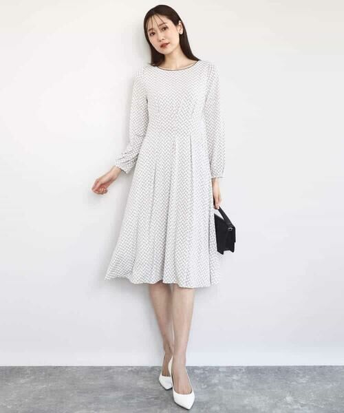 MK MICHEL KLEIN / エムケーミッシェルクラン ロング・マキシ丈ワンピース | タックデザイン幾何柄ワンピース/洗える | 詳細6