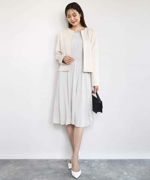 MK MICHEL KLEIN / エムケーミッシェルクラン ロング・マキシ丈ワンピース | タックデザイン幾何柄ワンピース/洗える | 詳細8