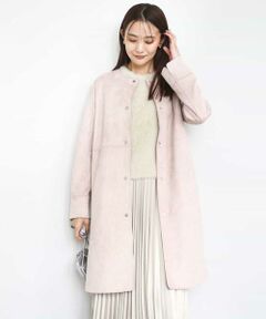 MK MICHEL KLEIN / エムケーミッシェルクラン その他アウター | フェイクスウェードノーカラーコート/洗える