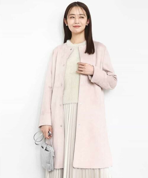 MK MICHEL KLEIN / エムケーミッシェルクラン その他アウター | フェイクスウェードノーカラーコート/洗える | 詳細1