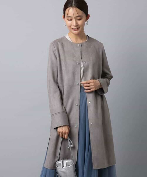 MK MICHEL KLEIN / エムケーミッシェルクラン その他アウター | フェイクスウェードノーカラーコート/洗える | 詳細10