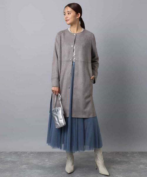 MK MICHEL KLEIN / エムケーミッシェルクラン その他アウター | フェイクスウェードノーカラーコート/洗える | 詳細11