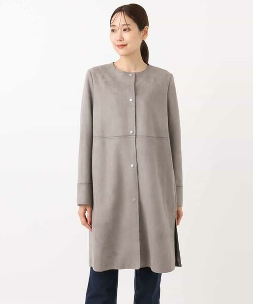 MK MICHEL KLEIN / エムケーミッシェルクラン その他アウター | フェイクスウェードノーカラーコート/洗える | 詳細14