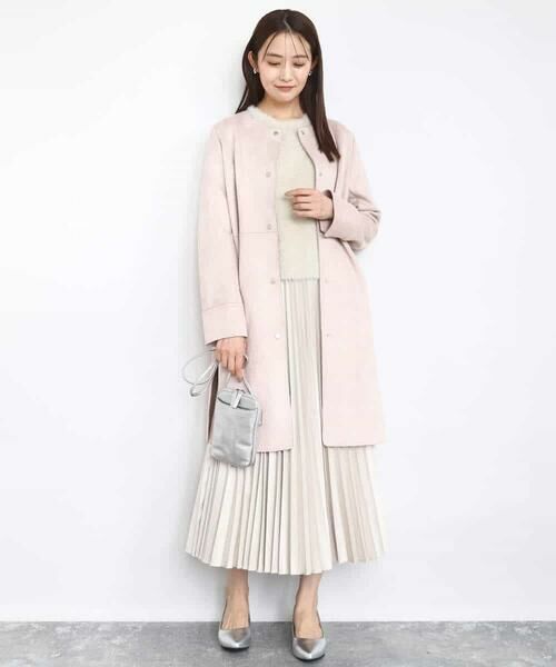 MK MICHEL KLEIN / エムケーミッシェルクラン その他アウター | フェイクスウェードノーカラーコート/洗える | 詳細3