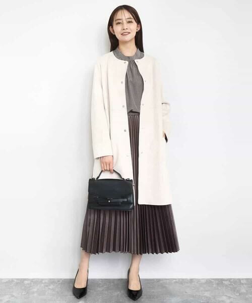 MK MICHEL KLEIN / エムケーミッシェルクラン その他アウター | フェイクスウェードノーカラーコート/洗える | 詳細7