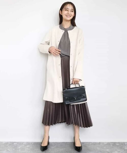 MK MICHEL KLEIN / エムケーミッシェルクラン その他アウター | フェイクスウェードノーカラーコート/洗える | 詳細8