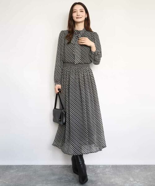 MK MICHEL KLEIN / エムケーミッシェルクラン シャツ・ブラウス | チェック柄ボウタイシフォンブラウス/洗える | 詳細13