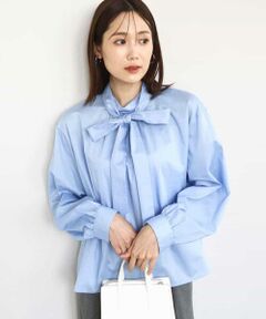 MK MICHEL KLEIN / エムケーミッシェルクラン シャツ・ブラウス | ボウタイ付きスタンドネックコットンブラウス/洗える