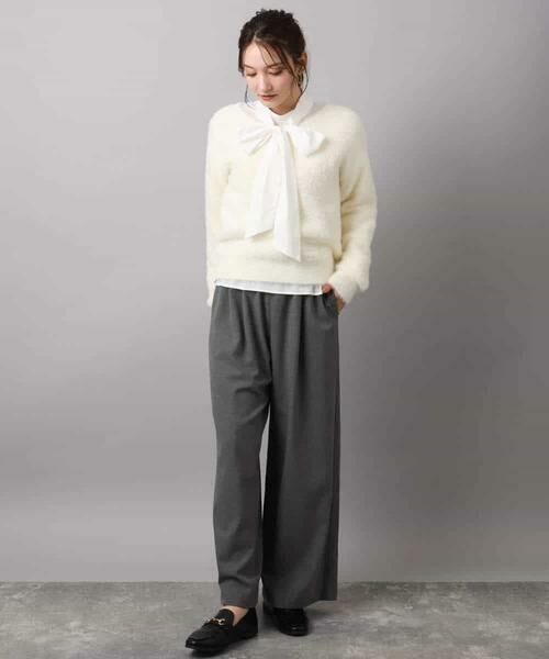 MK MICHEL KLEIN / エムケーミッシェルクラン シャツ・ブラウス | ボウタイ付きスタンドネックコットンブラウス/洗える | 詳細12