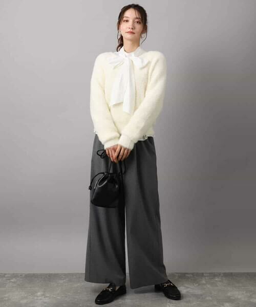 MK MICHEL KLEIN / エムケーミッシェルクラン シャツ・ブラウス | ボウタイ付きスタンドネックコットンブラウス/洗える | 詳細13