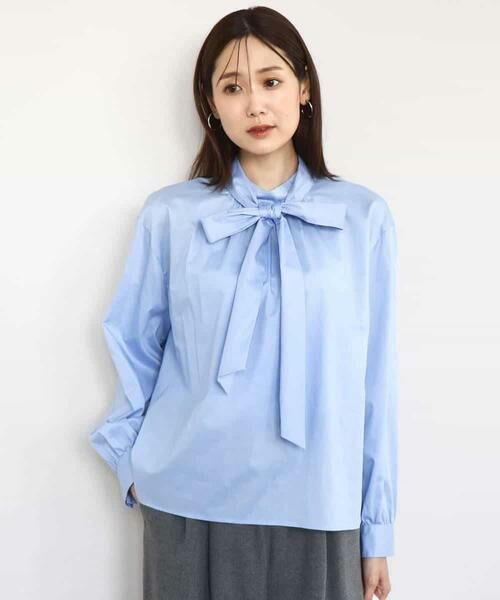 MK MICHEL KLEIN / エムケーミッシェルクラン シャツ・ブラウス | ボウタイ付きスタンドネックコットンブラウス/洗える | 詳細18