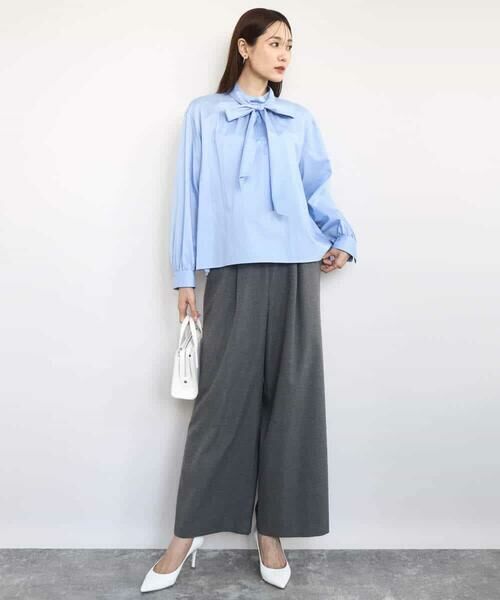 MK MICHEL KLEIN / エムケーミッシェルクラン シャツ・ブラウス | ボウタイ付きスタンドネックコットンブラウス/洗える | 詳細21