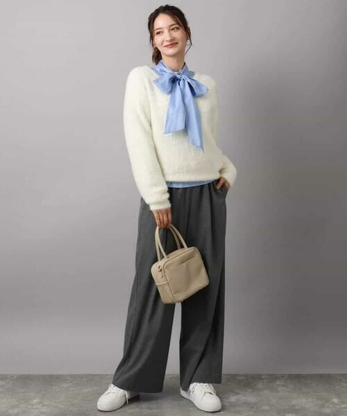 MK MICHEL KLEIN / エムケーミッシェルクラン シャツ・ブラウス | ボウタイ付きスタンドネックコットンブラウス/洗える | 詳細23