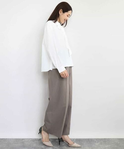 MK MICHEL KLEIN / エムケーミッシェルクラン シャツ・ブラウス | ボウタイ付きスタンドネックコットンブラウス/洗える | 詳細3