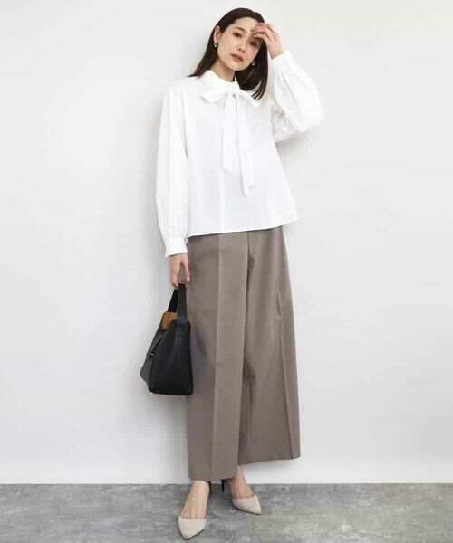 MK MICHEL KLEIN / エムケーミッシェルクラン シャツ・ブラウス | ボウタイ付きスタンドネックコットンブラウス/洗える | 詳細4