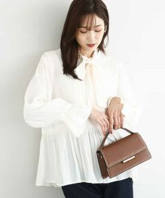 MK MICHEL KLEIN / エムケーミッシェルクラン シャツ・ブラウス | パウダーサテン ボウタイブラウス/洗える