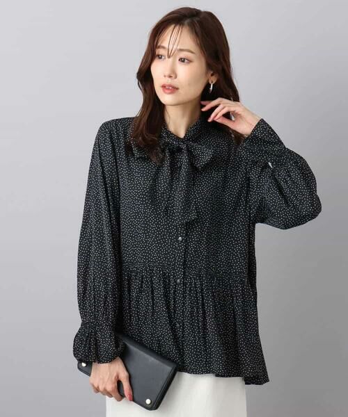 MK MICHEL KLEIN / エムケーミッシェルクラン シャツ・ブラウス | パウダーサテン ボウタイブラウス/洗える | 詳細13