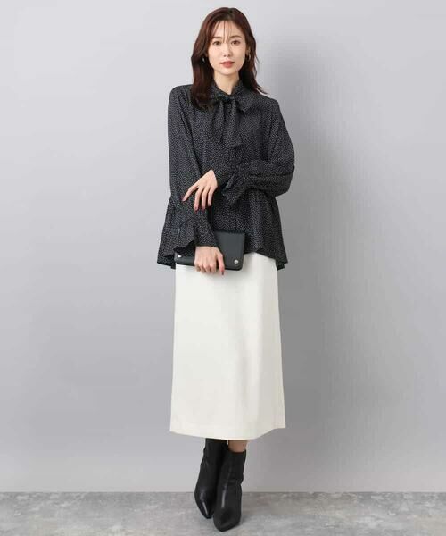 MK MICHEL KLEIN / エムケーミッシェルクラン シャツ・ブラウス | パウダーサテン ボウタイブラウス/洗える | 詳細14