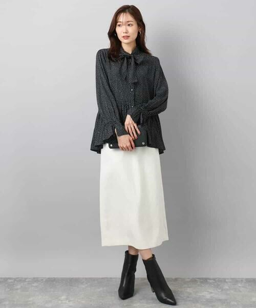 MK MICHEL KLEIN / エムケーミッシェルクラン シャツ・ブラウス | パウダーサテン ボウタイブラウス/洗える | 詳細15