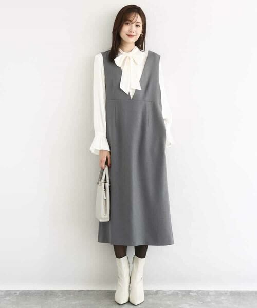 MK MICHEL KLEIN / エムケーミッシェルクラン シャツ・ブラウス | パウダーサテン ボウタイブラウス/洗える | 詳細5