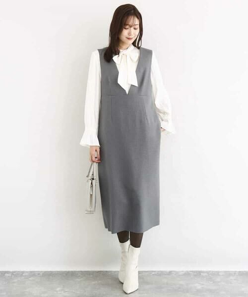 MK MICHEL KLEIN / エムケーミッシェルクラン シャツ・ブラウス | パウダーサテン ボウタイブラウス/洗える | 詳細8