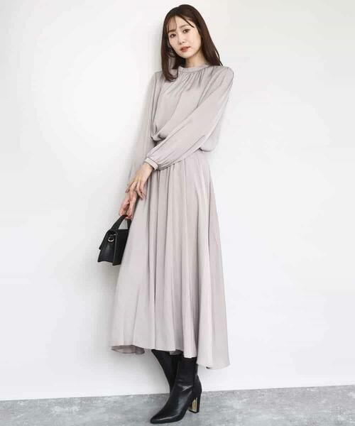 MK MICHEL KLEIN / エムケーミッシェルクラン シャツ・ブラウス | 起毛サテンバンドカラーギャザーブラウス/洗える | 詳細14