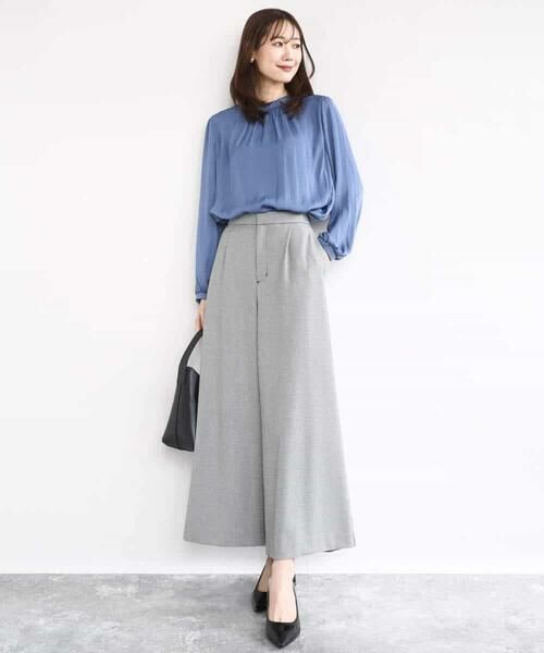 MK MICHEL KLEIN / エムケーミッシェルクラン シャツ・ブラウス | 起毛サテンバンドカラーギャザーブラウス/洗える | 詳細17