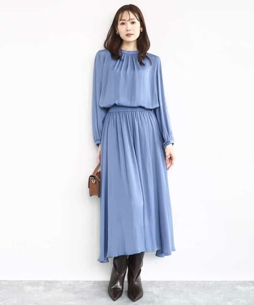 MK MICHEL KLEIN / エムケーミッシェルクラン シャツ・ブラウス | 起毛サテンバンドカラーギャザーブラウス/洗える | 詳細19