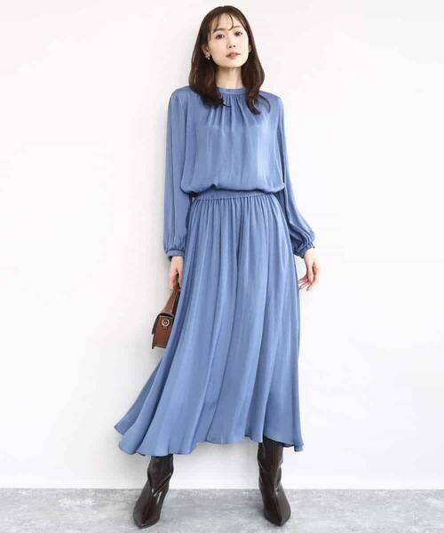 MK MICHEL KLEIN / エムケーミッシェルクラン シャツ・ブラウス | 起毛サテンバンドカラーギャザーブラウス/洗える | 詳細20