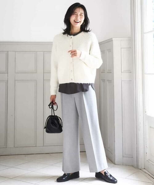 MK MICHEL KLEIN / エムケーミッシェルクラン シャツ・ブラウス | 起毛サテンバンドカラーギャザーブラウス/洗える | 詳細24