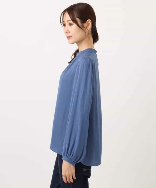 MK MICHEL KLEIN / エムケーミッシェルクラン シャツ・ブラウス | 起毛サテンバンドカラーギャザーブラウス/洗える | 詳細27