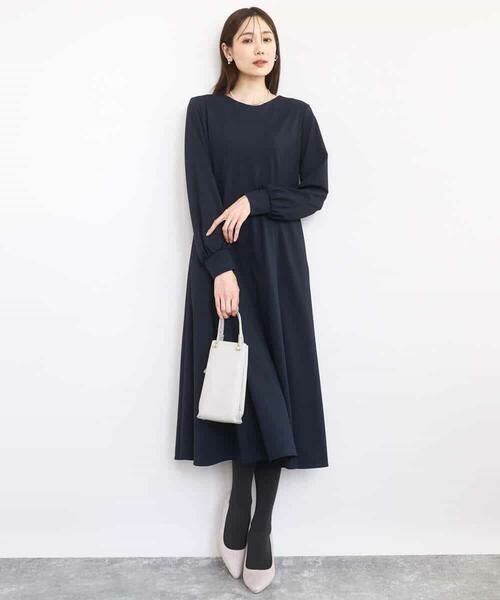 MK MICHEL KLEIN / エムケーミッシェルクラン ロング・マキシ丈ワンピース | ツイルジャージーワンピース/洗える | 詳細1