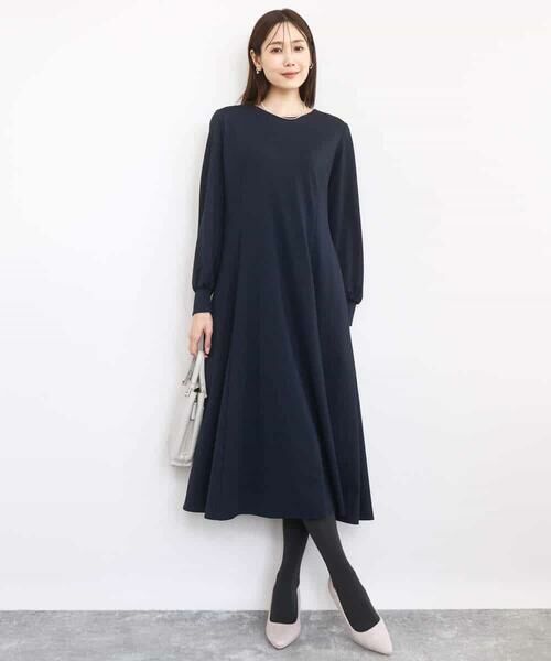 MK MICHEL KLEIN / エムケーミッシェルクラン ロング・マキシ丈ワンピース | ツイルジャージーワンピース/洗える | 詳細2