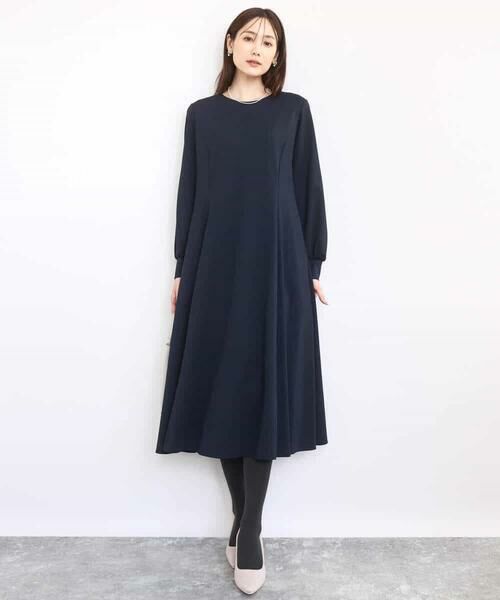 MK MICHEL KLEIN / エムケーミッシェルクラン ロング・マキシ丈ワンピース | ツイルジャージーワンピース/洗える | 詳細3