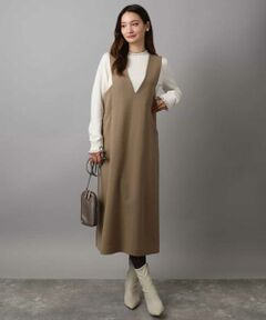 MK MICHEL KLEIN / エムケーミッシェルクラン ロング・マキシ丈スカート | ウールライクVネックジャンパースカート/洗える