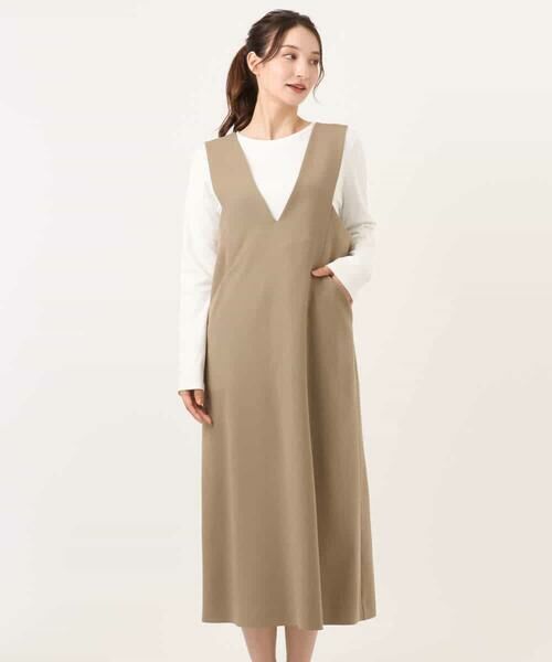 MK MICHEL KLEIN / エムケーミッシェルクラン ロング・マキシ丈スカート | ウールライクVネックジャンパースカート/洗える | 詳細27