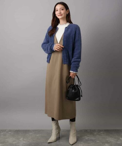 MK MICHEL KLEIN / エムケーミッシェルクラン ロング・マキシ丈スカート | ウールライクVネックジャンパースカート/洗える | 詳細4