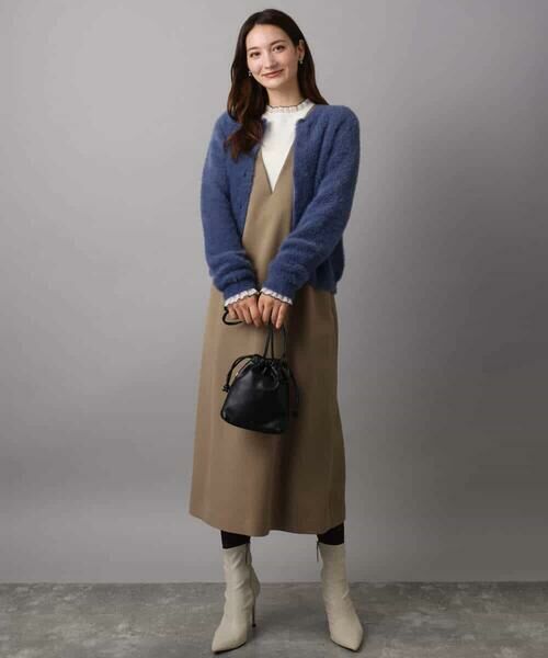 MK MICHEL KLEIN / エムケーミッシェルクラン ロング・マキシ丈スカート | ウールライクVネックジャンパースカート/洗える | 詳細5