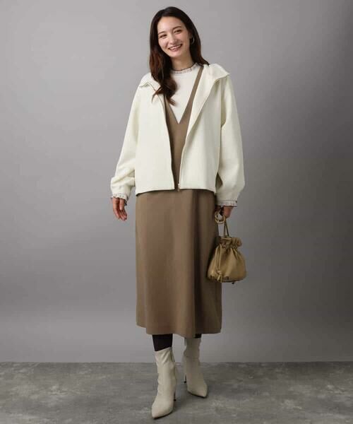 MK MICHEL KLEIN / エムケーミッシェルクラン ロング・マキシ丈スカート | ウールライクVネックジャンパースカート/洗える | 詳細7