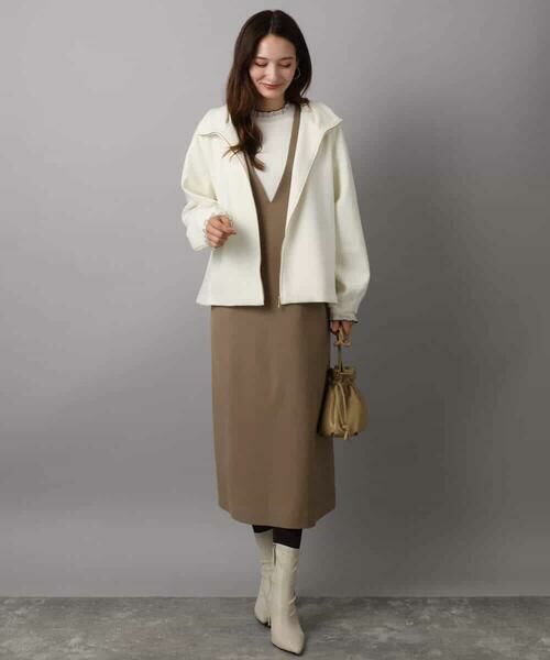 MK MICHEL KLEIN / エムケーミッシェルクラン ロング・マキシ丈スカート | ウールライクVネックジャンパースカート/洗える | 詳細8