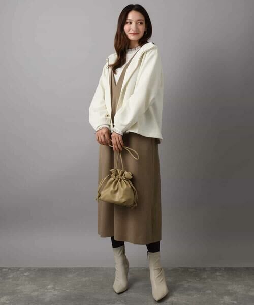 MK MICHEL KLEIN / エムケーミッシェルクラン ロング・マキシ丈スカート | ウールライクVネックジャンパースカート/洗える | 詳細9