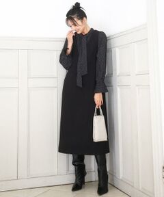 MK MICHEL KLEIN / エムケーミッシェルクラン ロング・マキシ丈スカート | ウールライク Vネックジャンパースカート/洗える